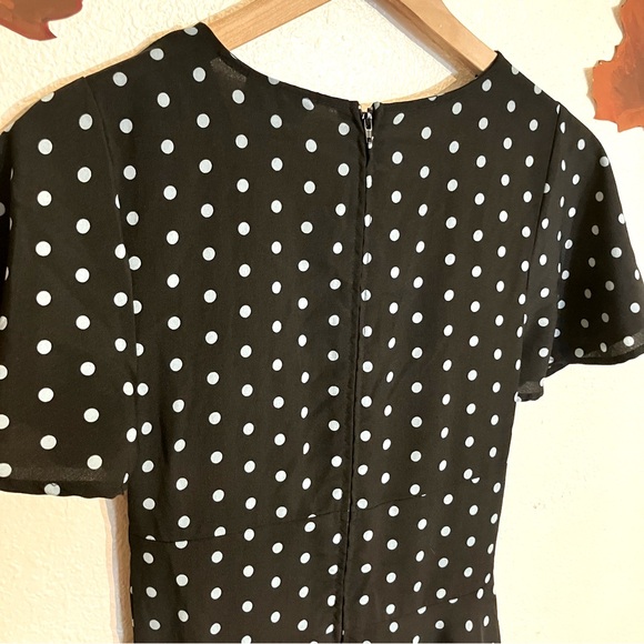 Unique Vintage Black & Blue Polka Dot Maxi Dress Size S/4 - Picture 5 of 6